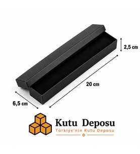 6,5x20x2,5 cm Tam Kapaklı Kolye ve Tesbih Kutusu - Siyah (DEMONTE) (50 ADET)