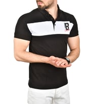 DeepSEA Erkek  Slim Fit Nefes Alan Pamuklu Kumaş Dar Kesim Kıvrılmaz Yaka Polo Yaka Tişört 2503019 (Siyah)