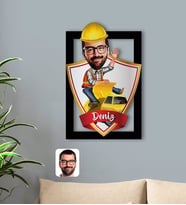 BK Gift Kişiye Özel İsimli Erkek Yol Mühendisi Karikatürlü 3D Ahşap Tablo-1