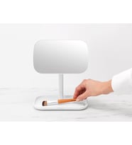ReNew 360° Ayarlanabilir Makyaj Banyo Aynası Stand ve Depolama Tepsisi (Beyaz) Makyaj için Kaymaz Tepsi Seti, Takı, Tıraş Aksesuarları