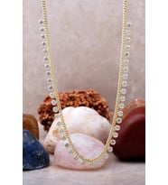 Sıra Taşlı Altın Yaldızlı Gümüş Choker Kolye 7234