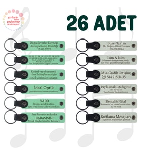 Yeşil & Beyaz, Fizik Öğretmeninden Karne Anısı, 26’lı Set, İsim Yazılabilen Deri Anahtarlık
