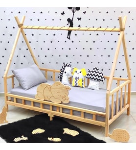 Markaawm Ayıcıklı Montessori Yatak Ahşap Çocuk ve Bebek Karyola (Karışık)