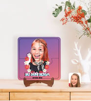 BK Gift Kişiye Özel Kadınlar Günü Karikatürlü Ahşap Standlı Puzzle Çerçeve-7