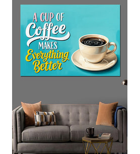 A Cup Of Coffee İllüstrasyon Dekoratif Kanvas - Mdf Ahşap Tablo