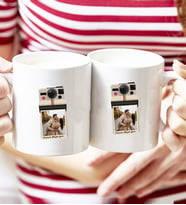 Kişye Özel Polaroid Tasarım Fotoğraflı İkili Beyaz Kupa Bardak