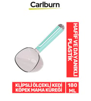 Özel Üretim Dayanıklı Şeffaf Başlıklı 180ml Kapasiteli Klipsli Ölçekli Kedi Köpek Mama Küreği