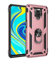 Xiaomi Redmi Note 9S Kılıf Metal Solid Yüzüklü Standlı Military Ring SRS (Rose)