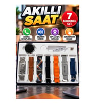 Watch 4 Pro Akıllı Saat Siyah Çelik Kasa 7 Kordonlu Arama Cevaplama Özellikli Çok Fonksiyonlu