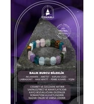 Balık Burcu Bileklik Akuamarin, Ametist, Kaplan Gözü, Labradorit, Mavi Apatit, Pembe Kuvars, Yeşim