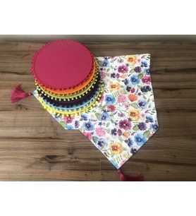 ÇİÇEK DESENLİ RUNNER & PONPONLU SUPLA (Çok Renkli)