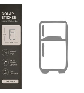 Buzdolabı Mat Gri Dekoratif Folyo Sticker 14x14 cm