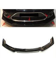 Ford Focus Mk2 Gri Renkli Şeritli Dilli Ön Lip 4 Prç Parlak Siyah ABS 2004  - 2010