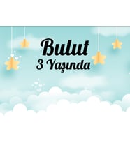 Bulut Temalı Doğum Günü Afişi 70x100 cm