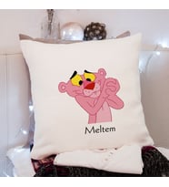 Pembe Panter Tasarımlı Yastık Kişiye Özel