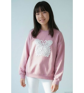 Breeze Kız Çocuk Sweatshirt Kelebek Aplike Nakışlı 8-12 Yaş, Gülkurusu