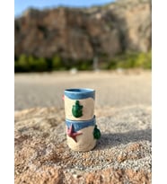 El yapımı seramik hediyelik kupa deniz yıldızlı yaz konsept doğum günü