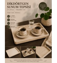 Organik Dokulu Wabi-Sabi Tepsi  Çay & Kahve Sunumluk 27x20 cm