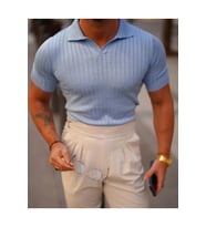 Erkek Fitilli Polo Yaka Triko T-Shirt