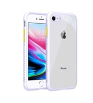 Uyumlu Model Apple iPhone 8 Kılıf Kenar Renkli Sararmaz Şeffaf Kapak (Mor)