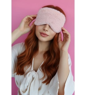 Caş Dekorasyon Pembe Renk Simli Peluş Uyku Bandı