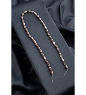 Sedef Doğal Taş Parlak Kahverengi Arpa Kesim 5x9mm Dizi [AB+]