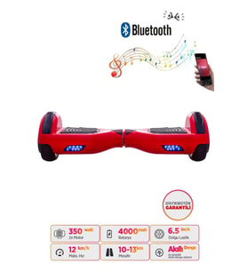 Citymate Elektrikli Kaykay Hoverboard Bluetooth Hoparlörlü 6.5 Inch Kırmızı