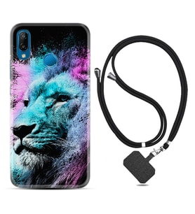 Huawei P20 Lite Mate 10 20 Lite Pro P40 Lite KılıfBoyun Askılı Silikon Pink Blue Leon 1603