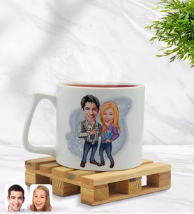 BK Gift Kişiye Özel Sevgililer Karikatürlü Middle Beyaz Kupa Bardak Model 50