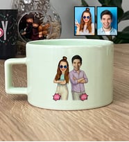 Kişiye Özel Karikatürlü Mühemmel Kardeşler Lüks Pastel Fincan Doğum Günü Hediyesi