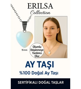 Sertifikalı Kalp Model Mini Ay Taşı Kolye – Duygusal Denge ve Dişil Enerji Taşı (Çok Renkli)