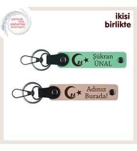 Dostlarınız İçin Çocuk Ve Ayyıldız İsme Ve Soyisme Özel Hediyelik Anahtarlık, Yeşil-Yavru Ağzı