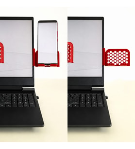 3D Baskı Monitor Telefon Tutucu - Petek Desenli Laptop Kenar Telefon Tutucu-Kırmızı