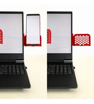 3D Baskı Monitor Telefon Tutucu - Petek Desenli Laptop Kenar Telefon Tutucu-Kırmızı