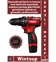 #Matkap Profesyonel Led Işıklı Ayarlanabilir Tork 1500 mAh Ergonomik Şık 12 V Tek Akü Şarjlı Matkap
