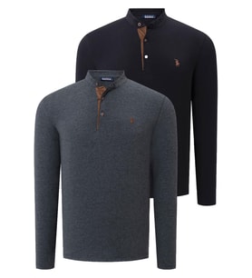 İKİLİ SET V4009 DEWBERRY ERKEK SWEATSHIRT-SİYAH-ANTRASİT