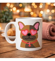 Northcity Sevimli French Bulldog Desenli Porselen Kupa – Kalpli Gözlüklü Tasarım & Hediye Kupa