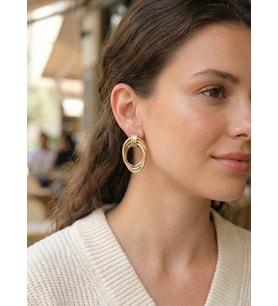 Pirinç Gold Renk Damla Model Vintage Kadın Küpe 5886 - HPSBYI4848-4848