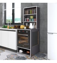 Kenzlife ankastre fırın dolabı ismihan gri 165*60*56 mutfak raflı