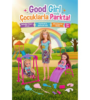 Good Girl Çocuklarla Parkta Oyun Seti - 29 cm Bebek, Kaydırak, Salıncak ve Aksesuarlı