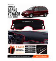 CHRYSLER GRAND VOYAGER (2002-2006) Uyumlu Torpido Örtüsü Torpido Kılıfı - Siyah Kırmızı