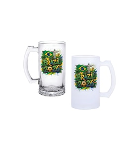 Ghostbastır Design Brezilya Dünya Kupası Kulplu Bira Bardağı Buzlu veya Şeffaf Seçenekli 043