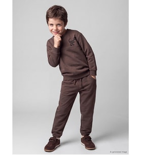 LCW Kids Kahverengi Dinozor Baskılı Erkek Çocuk Eşofman Takımı