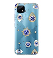 PrintiFy C21 ile Uyumlu 1mm Slim Fit Nazar Boncuğu 5 Baskılı Şeffaf  Kılıf