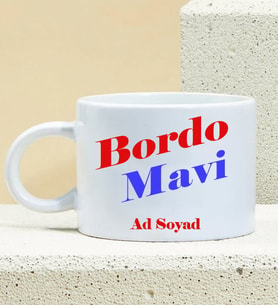 Kişiye Özel Bordo Mavi Taraftar Taraftar Tasarımlı Porselen Kupa Nescafe Fincanı
