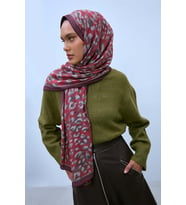 Silk Home Eco Viscose Leopar Desen  Şal 6001 (Kırmızı)