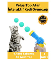 Özel Üretim Evcil Hayvan Tabancalı Hareketli 30 Peluş Toplu Top Atan İnteraktif Kedi Oyuncağı Seti