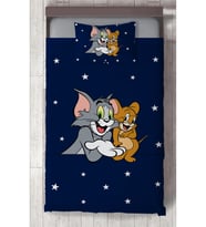 MEKTA HOME BEBEK VE ÇOCUK ODASI Tom ve Jery Desenli Yatak Örtüsü