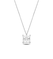 Gümüş Swarovski Zirconia Taşlı Kare Model Kadın Kolye