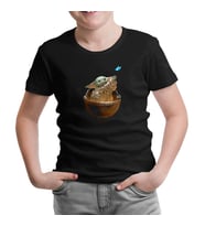 Baby Yoda - Kelebek Siyah Çocuk Tshirt